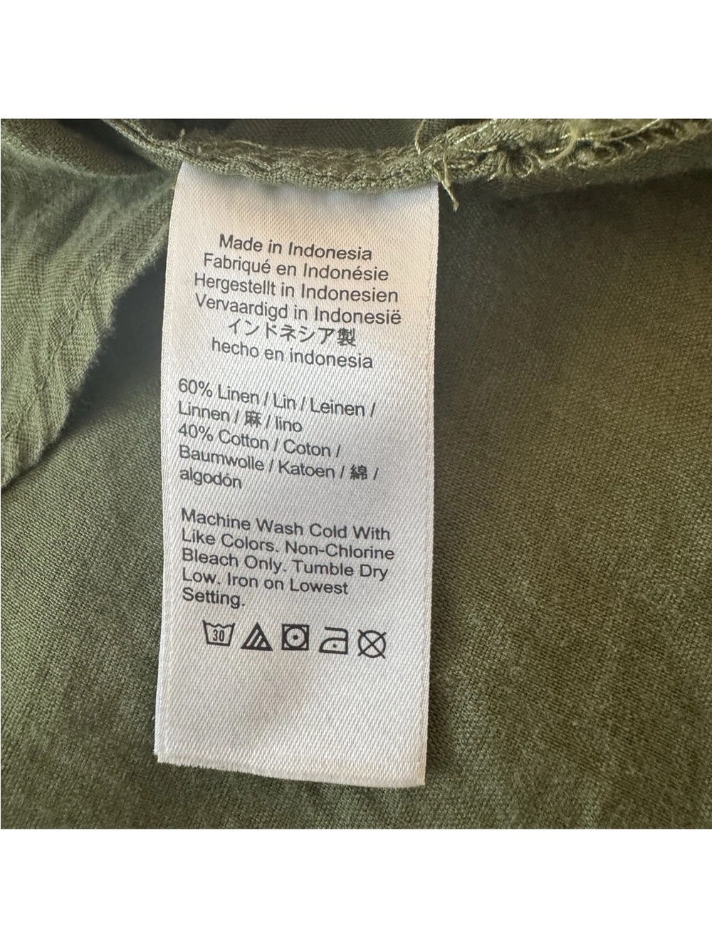 J.Crew Beachwear Shirt Dress Olive Green Linen Cotton Button Down Large Coastal - Picture 8 of 10